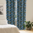 thumbnail image 2 of Ambesonne Vintage Curtains, Abstract Oriental Motif, Pair of 28"x84", Pale Blue Caramel Blue, 2 of 5