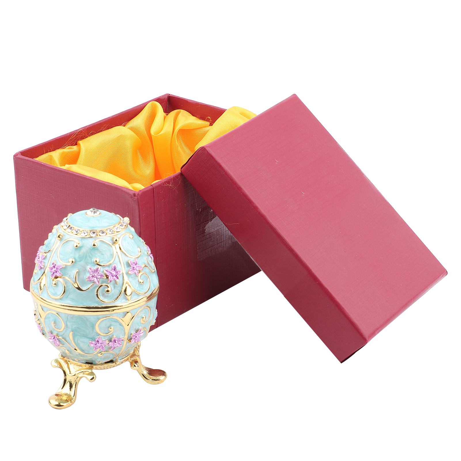 Faberge Egg, Decorative Hand-made Enameled Easter Egg Box, Metal For Women Home Ornaments Desktop Decor Gifts - image 3 of 8