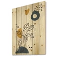 thumbnail image 2 of Designart 'Ancient Boho Art Minimalistic Flowers II' Modern Print on Natural Pine Wood, 2 of 5
