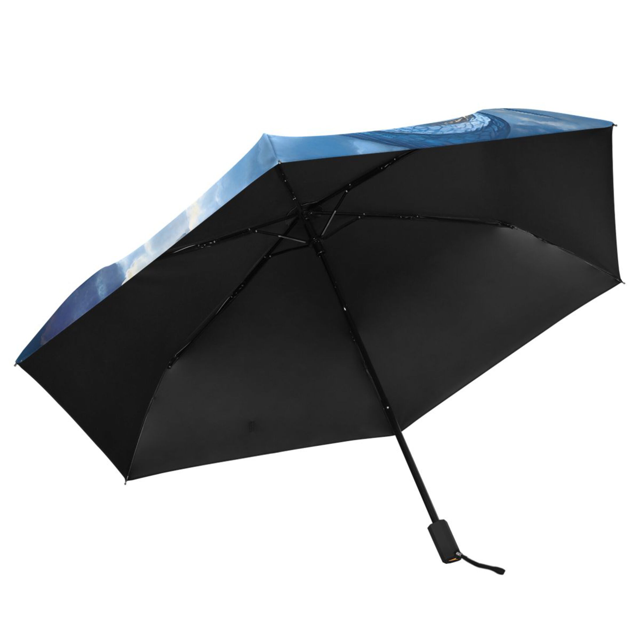 Dragon with Wing on Cloud Moon All Weather Umbrella Triple Folding Parasol 6 Ribs UV Protection Portable