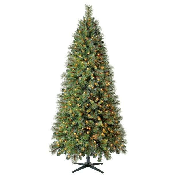 Holiday Time PreLit Scottsdale Pine Quick Set® Artificial Christmas Tree, 7', Mini Clear Lights