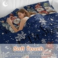 thumbnail image 4 of Merry Christmas Bedding Duvet Cover Set Queen Size 4 Pieces Snowman Winter Snowflake Blue Bedding Set with Zipper Closure, 1 Comforter Cover 90x92 Inches 1 Flat Sheet & 2 Pillow Cases, 4 of 7