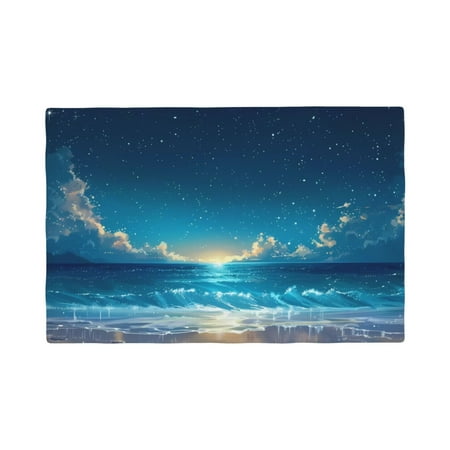 

Table Placemats Set of 6 - Night Sky Beach Scene 12x18 In Faux Linen Double Heat Resistant Place Mats Cloth Indoor/Outdoor Placemats Washable Table Mats for Dining Kitchen Party