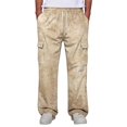 thumbnail image 2 of Relaxed Fit Cargo Pants For Men Tie‑Dye Print Wide Leg Long Trousers Elastic Drawstring Waist Casual Work Pants, 2 of 7