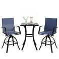 thumbnail image 4 of POTEBAN 3-piece Outdoor Swivel Bar Stool Set，2 Patio Metal High Back And Armrest Bar chairs With Bar Table for Backyard,Lawn Garden,Balcony,Pool, 4 of 8