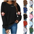 thumbnail image 6 of yardsong Christmas Sweatshirts for Women 2025 Santa Claus Print Sweatshirt Lightweight Holiday Party Graphic Crewneck Pullover Tops Blue,M, 6 of 6