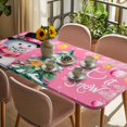 thumbnail image 3 of Pink Snowman Christmas Table Cloths for 3 Foot Rectangle Tables, Xmas Tree Ball Winter Snowflake Patio Waterproof Elastic Fitted Tablecloths, Washable Rectangular Table Cover for Camping, 3 of 8