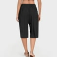 thumbnail image 4 of Womens Lightweight Capris New Womens Plus Size Capris Summer Wide Leg High Waisted Pants Drawstring Casual Cropped Trousers with Pockets Black XL, 4 of 8