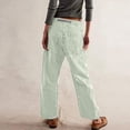 thumbnail image 5 of Women's Vintage Washed Denim Jeans with Striped Paneling, Hip Hop Baggy Jeans Mid-Low Waist Wide Leg Loose Fit Casual Pants with Pockets,Mint Green S, 5 of 5