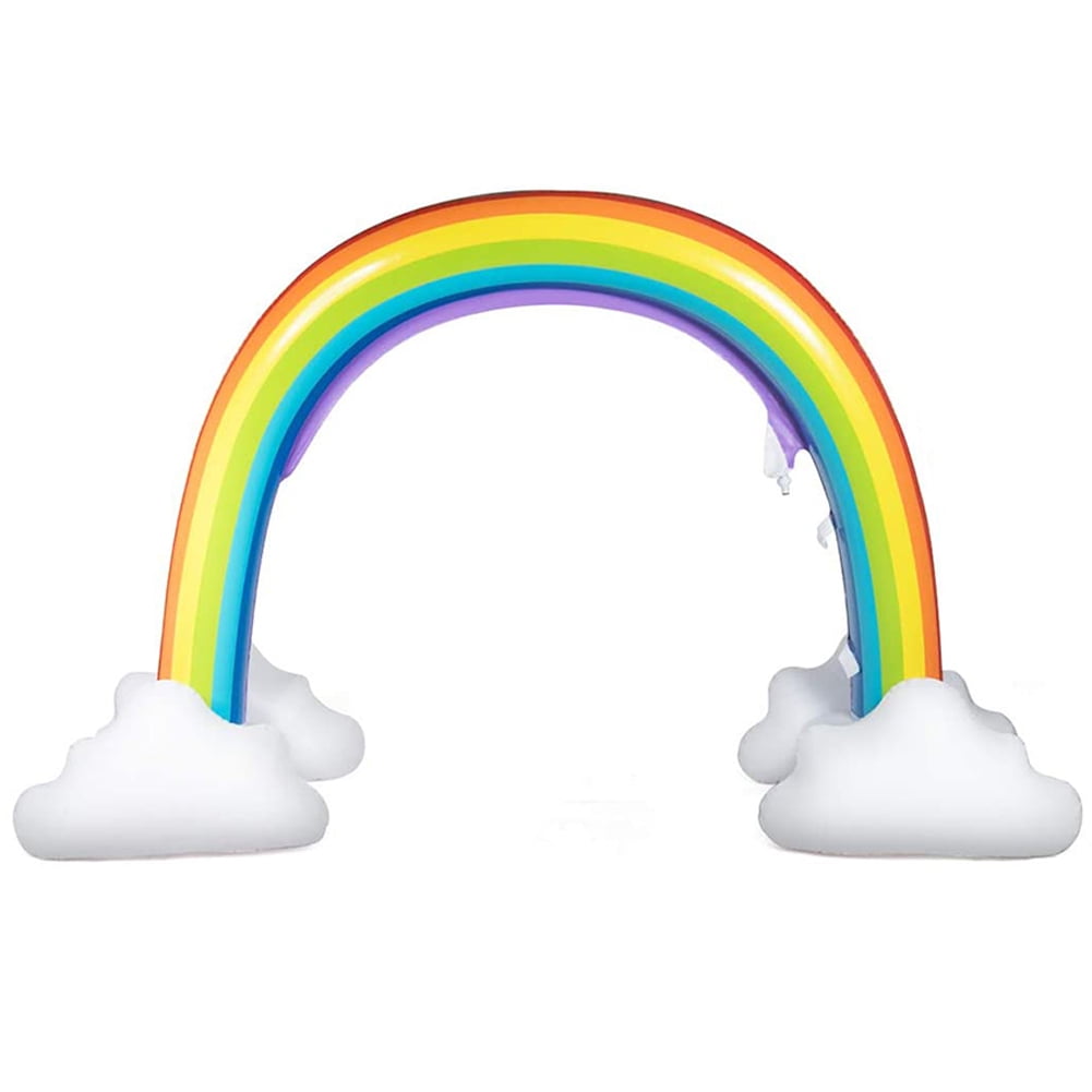 SIERINO Outdoor Rainbow Sprinkler Inflatable Rainbow Arch Toy Perfect Outside Inflatable Water Park Kids Summer Fun Backyard Play for Infants and Toddler with Electric Air Pump 