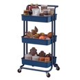 thumbnail image 4 of Alexent 3-Tier Modern Plastic Storage Trolley Rolling Utility Carts in Navy, 4 of 10