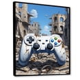 thumbnail image 2 of Designart "Paradise Ruins with White PS Controller" Fashion Framed Wall Art - Modern Blue Video Games Entryway Framed Wall Art, 2 of 6
