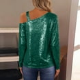 thumbnail image 6 of Posijego Sequins Long Sleeve Tops for Women Cold Shoulder Party Formal Blouses Sparkly Shiny Elegant Tunic Shirts, 6 of 9