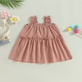 thumbnail image 2 of Bébé Fille Robe d'Été Couleur Unie Sans Manches A-Ligne Robes, 2 of 8