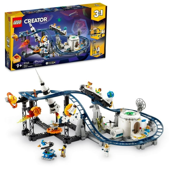LEGO Creator Space Roller Coaster 31142 3 in 1 Building Toy Set, Includes Drop Tower, Carousel and 5 Minifigures, Rebuildable Amusement Park for Kids, Build and Be Inspired by LEGO Masters