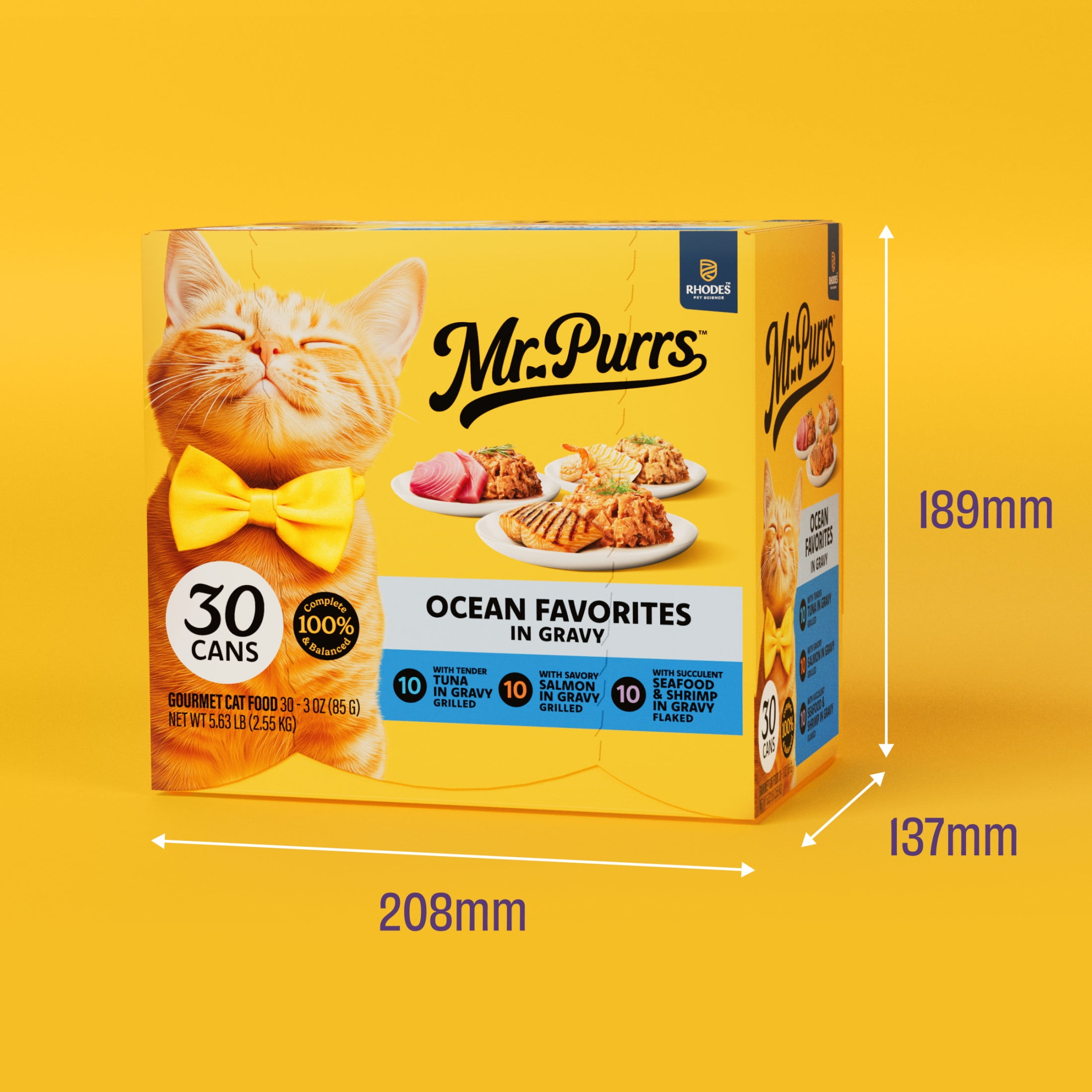 Mr Purrs Grilled Seafood in Gravy Wet Cat Food 3 oz Can 30 Pack