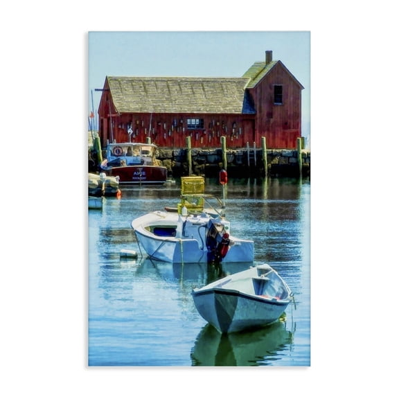 Stupell Industries Tranquil Boat Harbor Landscape & Nature Painting Wrapped Canvas Art Print Wall Art, 16 x 24