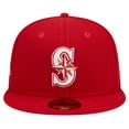 thumbnail image 2 of Men's New Era Red Seattle Mariners Logo 59FIFTY Fitted Hat, 2 of 6