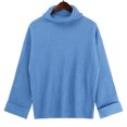 thumbnail image 6 of JINMGG 2024 Fall Winter Plus Size Sweaters for Women Clearance,Women Fashion Solid Color High Neck Long Sleeve Knitted Sweater Loose, 6 of 9