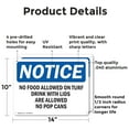 thumbnail image 2 of (2 Pack) No Food Allowed On Turf Drinks With Lids OSHA Notice Sign 14 Inch X 10 Inch Indoor / Outdoor Rust-Free Aluminum Metal Signs for Workplace, Workshop, and Construction Site, Made, 2 of 8