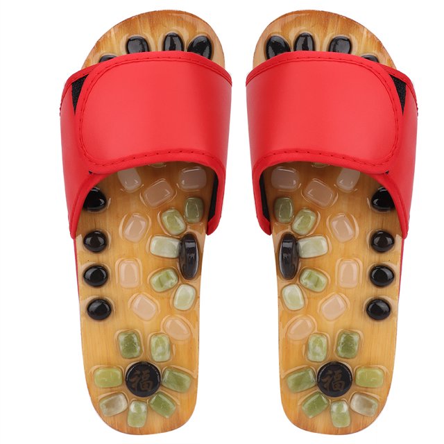 Zapatillas masajeadoras de pies, zapatos de masaje con suela dura y adoquines (rojo 39)