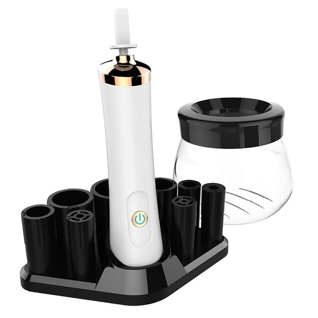 Limpiador de brochas de maquillaje eléctrico rotativo automático impermeable de secado rápido secador de cepillo de bajo ruido blanco