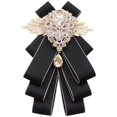 thumbnail image 1 of Corbata de estilo británico para hombre, versión coreana con incrustaciones de diamantes de alta calidad, MC, club nocturno, novio, padrino, traje de banquete, pajarita (negro), 1 of 5