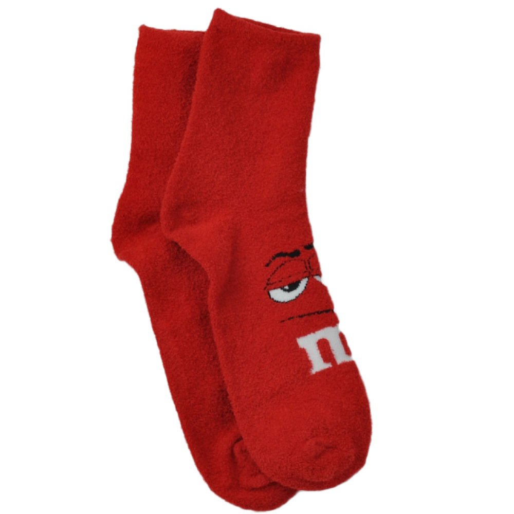 M&M M&M Red Character Face Soft Sock Adult 1013 Ankle Novelty Candy Chocolate