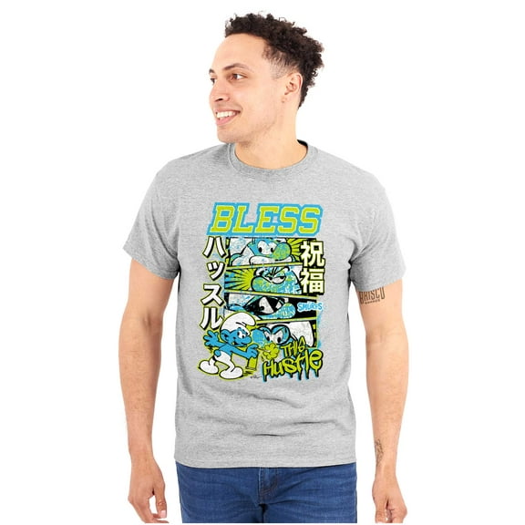 The Smurfs Kanji Bless the Hustle Unisex Plus Size Graphic Tee Brisco Brands 2X