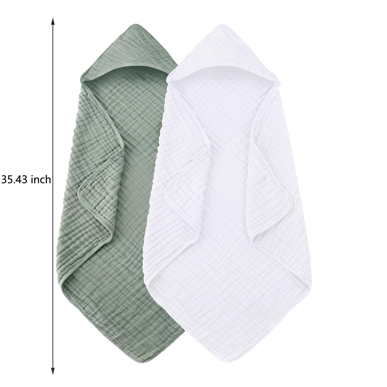 2 Pack Hooded ba-by Towels for Ne-wborn 2 Pack 100% Muslin Cotton ba-by Bath Towel with Hood for Babies, Inf-ant, To-ddlers and Kids, Large 35x35Inch, Soft and Absorbent Ne-wborn Essential,
