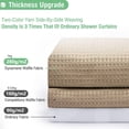thumbnail image 4 of Cortina de ducha de tela beige, cortinas de ducha de tela resistente con textura tipo gofre para baño, juego de cortinas de baño con peso de lujo para spa de hotel con 12 ganchos de plástico, 71 x 71, 4 of 7