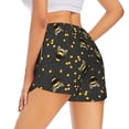 thumbnail image 4 of Picia Bumblebee Pattern Women's 2 in 1 Athletic Running Shorts High Waisted Workout Casual Gym Sweat Shorts with Comfy Liner Zipper Pockets-X-Large, 4 of 9