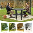 thumbnail image 6 of Gaonala 46" Square Outdoor Picnic Table Set 4 Built-in Benches Umbrella Hole Metal Commercial Grade Seats 8 for Garden Backyard (Black), 6 of 8
