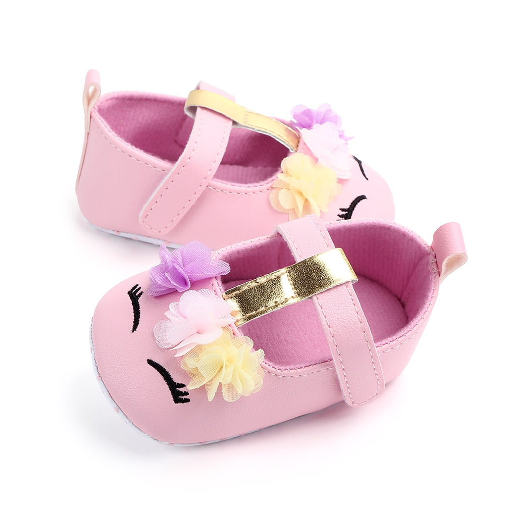 Baby Girls Unicorn Shoes and Hairband Set Cute Toddler First Walkers Shoes for Birthday Gift