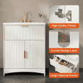 thumbnail image 2 of 30 Inch Bathroom Vanity with Ceramic Sink, Freestanding Bathroom Sink Cabinet with Fluted Doors, 2 Doors and 1 Drawer, Adjustable Shelf, Modern Bathroom Storage Combo, White, 2 of 10