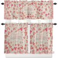 thumbnail image 2 of Retro Valentine''s 3 PCS Kitchen Curtain Valance and Tiers Set, Rod Pocket Small Half Tier Valances Window Curtains Panel, Vintage Spring Flower Botanical Love 55"x24" (Set of 2 Tiers & Valance), 2 of 5