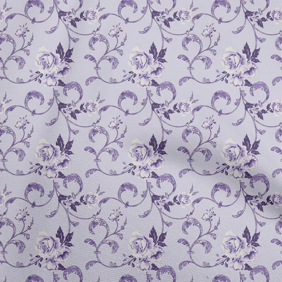 oneOone Cotton Cambric Pastel Purple Fabric Asian Pottery Floral Quilting Supplies Print Sewing Fabric By The Yard 56 Inch Wide
