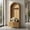 Natural, variant on Demi Bonn 70" Tall Farmhouse Arched Hall Tree with Bench & Shoe Storage, Mudroom Organizer, Entryway Coat Rack with 4 Metal Hooks & 2 Fluted Cabinet Doors, Natural