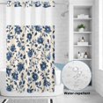 thumbnail image 2 of No Hook Shower Curtain, Navy Blue Floral Shower Curtains for Bathroom with See Through Top Window, Spring Vintage Blossom Botanical Waterproof & Washable Bath Curtain Stand Up Stall 36"x72", 2 of 9