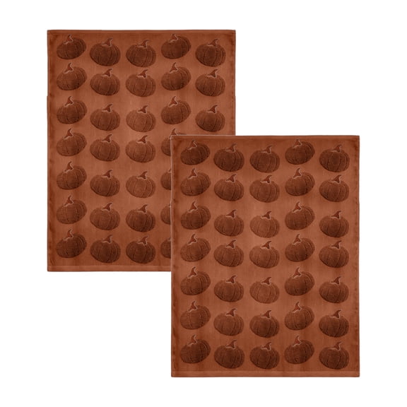 SLYNSHome 2Pcs Fall Pumpkin Kitchen Towels,Brown Absorbent Hand Dish Cloths, Tufted Pumpkin Pattern Decorative Towel for Kitchen Counter Holiday Home Decor