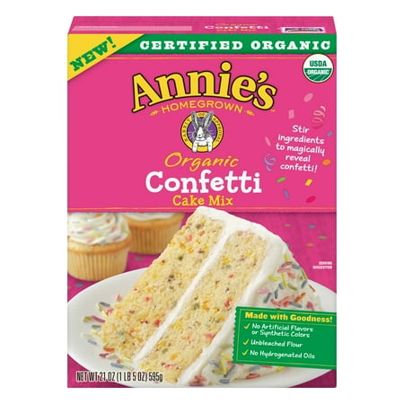 (2 Pack) Annies, Organic, Confetti, Cake Mix, 21 Ounce (Best Organic Cake Mix)