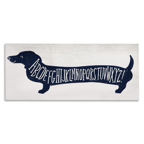 Stupell Industries Cottage Dachshund Blue Alphabet Dog Canvas Art, 30 x 13, by Lil' Rue