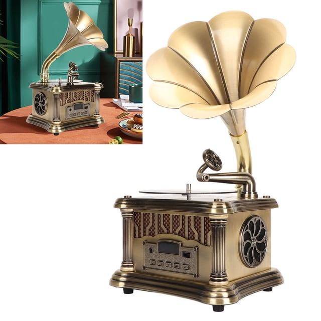 Fonógrafo Retro, Tocadiscos Vintage Módulo De Radio FM Sonido Estéreo De Alta Fidelidad Para Sala De Estar Para Computadora Portátil