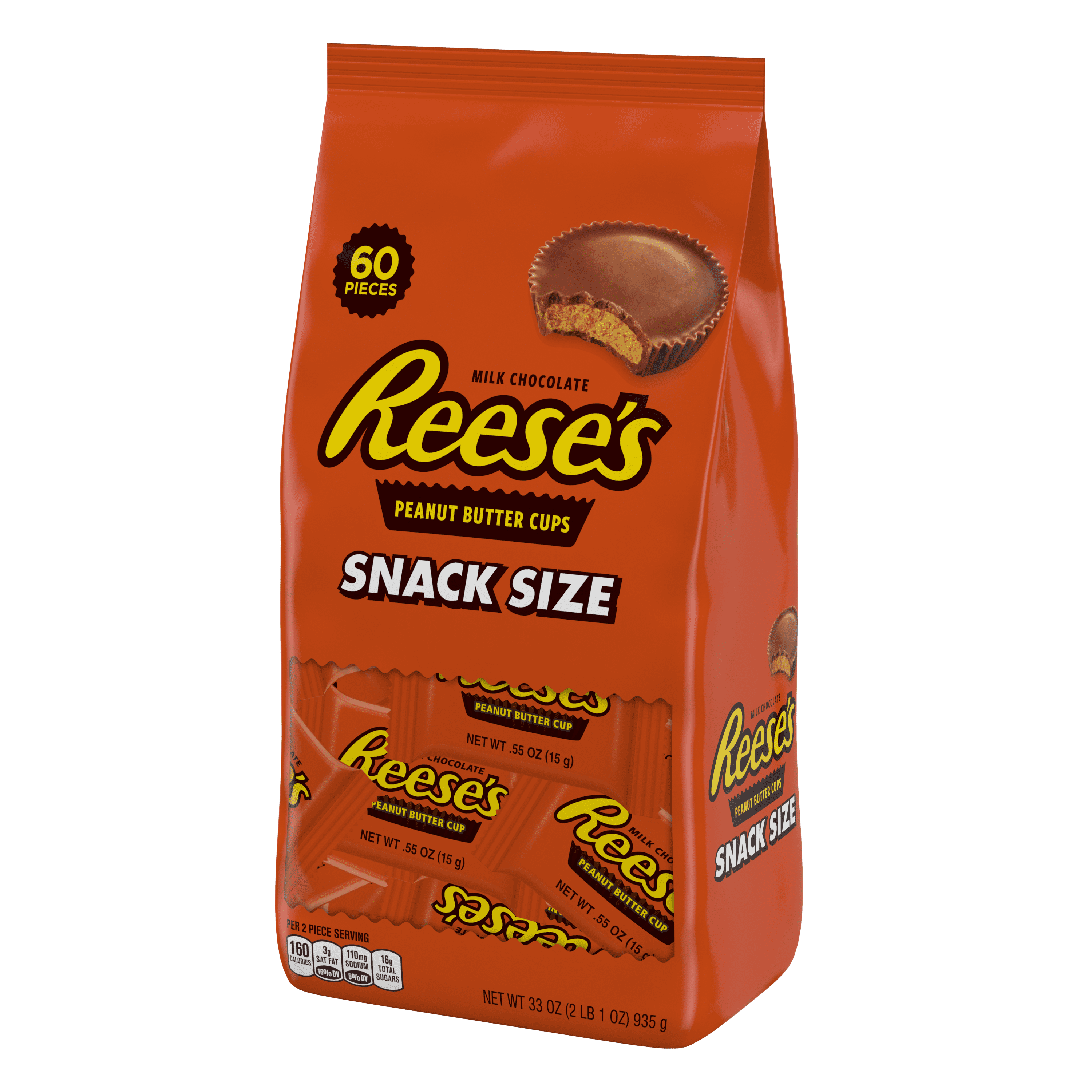 Reese's, Peanut Butter Cups Snack Size Chocolate Candy, 60 Pieces, 33
