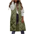 thumbnail image 6 of HOMBOM Womens Hooded Quilted Vest Trendy Long Gilet Heavyweight Full Zip with Pockets Outwear Green for Women Sleeveless, 6 of 6