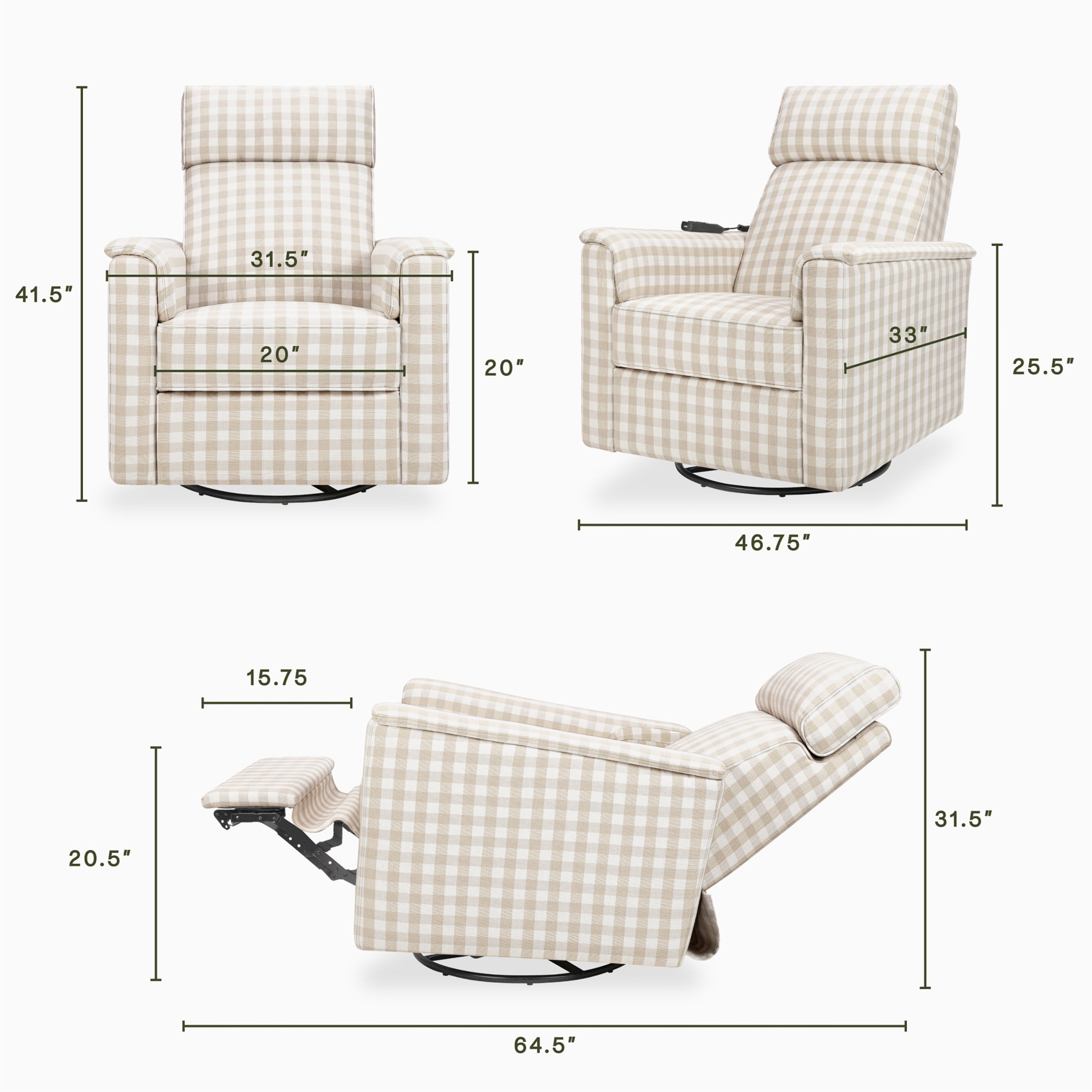 Namesake Willa Deluxe Power Recliner and Swivel Glider with Heat and Massage