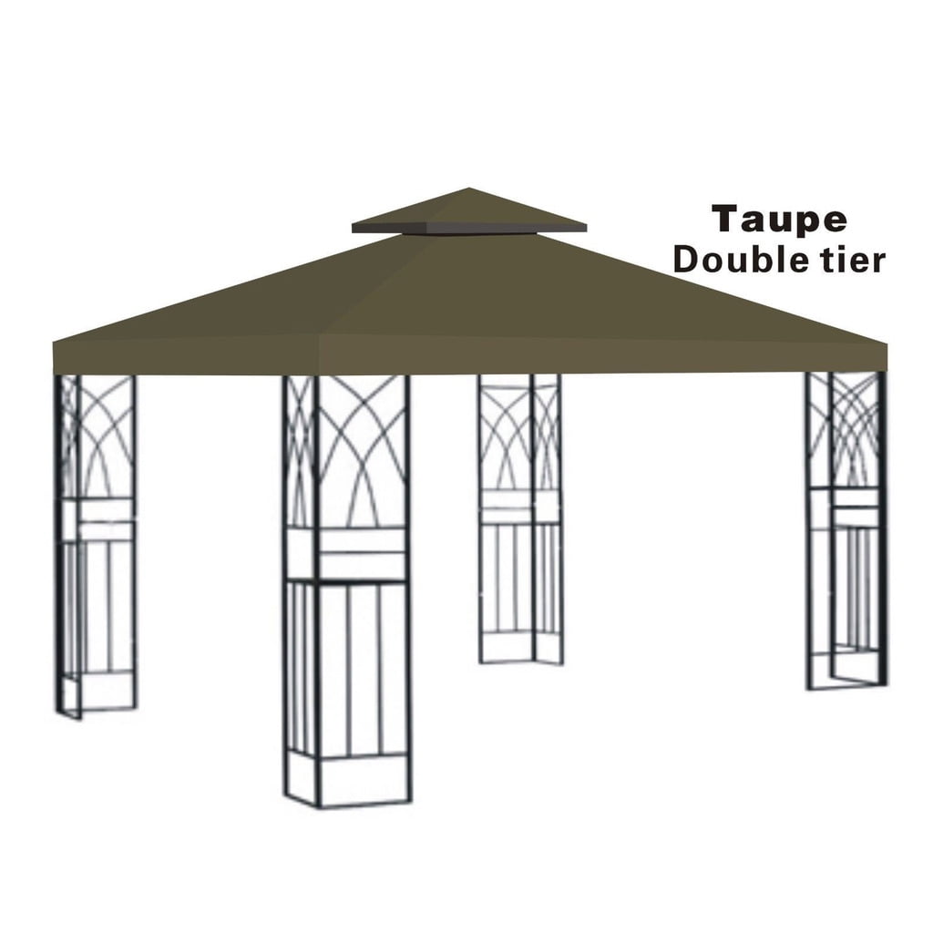 10x10ft Double Tier Gazebo Replacement Top Canopy Patio Pavilion Sunshade 