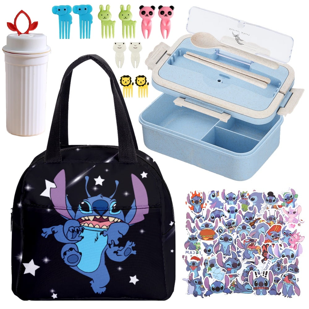 Stitch Lunch Box Traveling Combo Kit Lunch Bag Tote for Elementary Kids ...