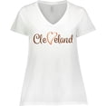 thumbnail image 3 of Inktastic Cleveland Heart Cursive Orange Women's Plus Size V-Neck T-Shirt, 3 of 5