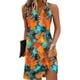 thumbnail image 1 of TaTaai Women Fashion Retro Print V-Neck Sleeveless Short Dress Loose Casual Fit Ladies Spring Summer Holiday Gathering Wear Lightweight Breathable No Fading Stylish Dress Gift, 1 of 8